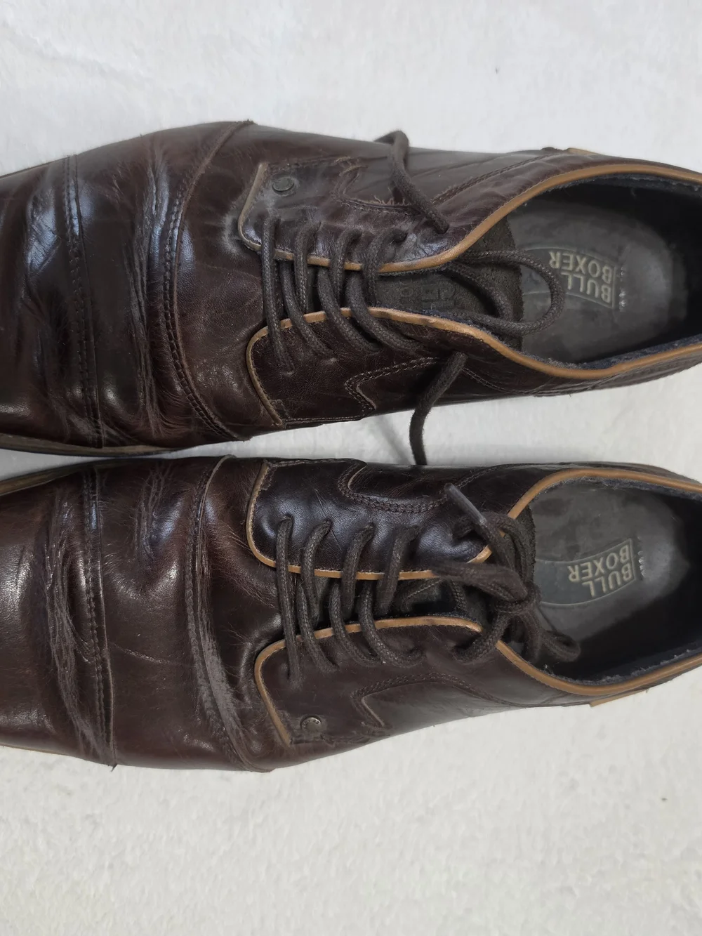 Bullboxer men's dark brown leather cap-toe dress shoe Classic derby-style Sz 13